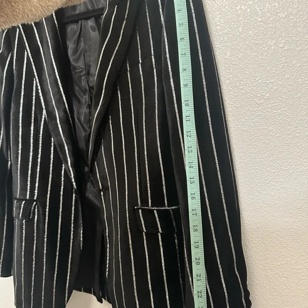 Black and Silver Striped Blazer Giovanni Testi
